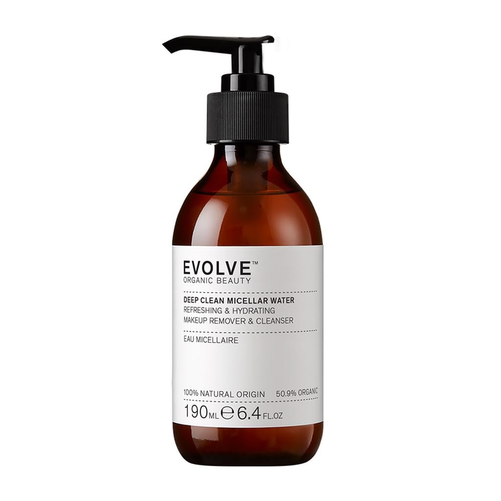 Evolve Organic Beauty – Deep Clean Micellar Water | Refresh, Hydrate, Soothe | Moringa Peptide, Hyaluronic Acid | Small-Batch, Vegan Clean Beauty (6.4 fl oz | 190 mL) Package May Vary