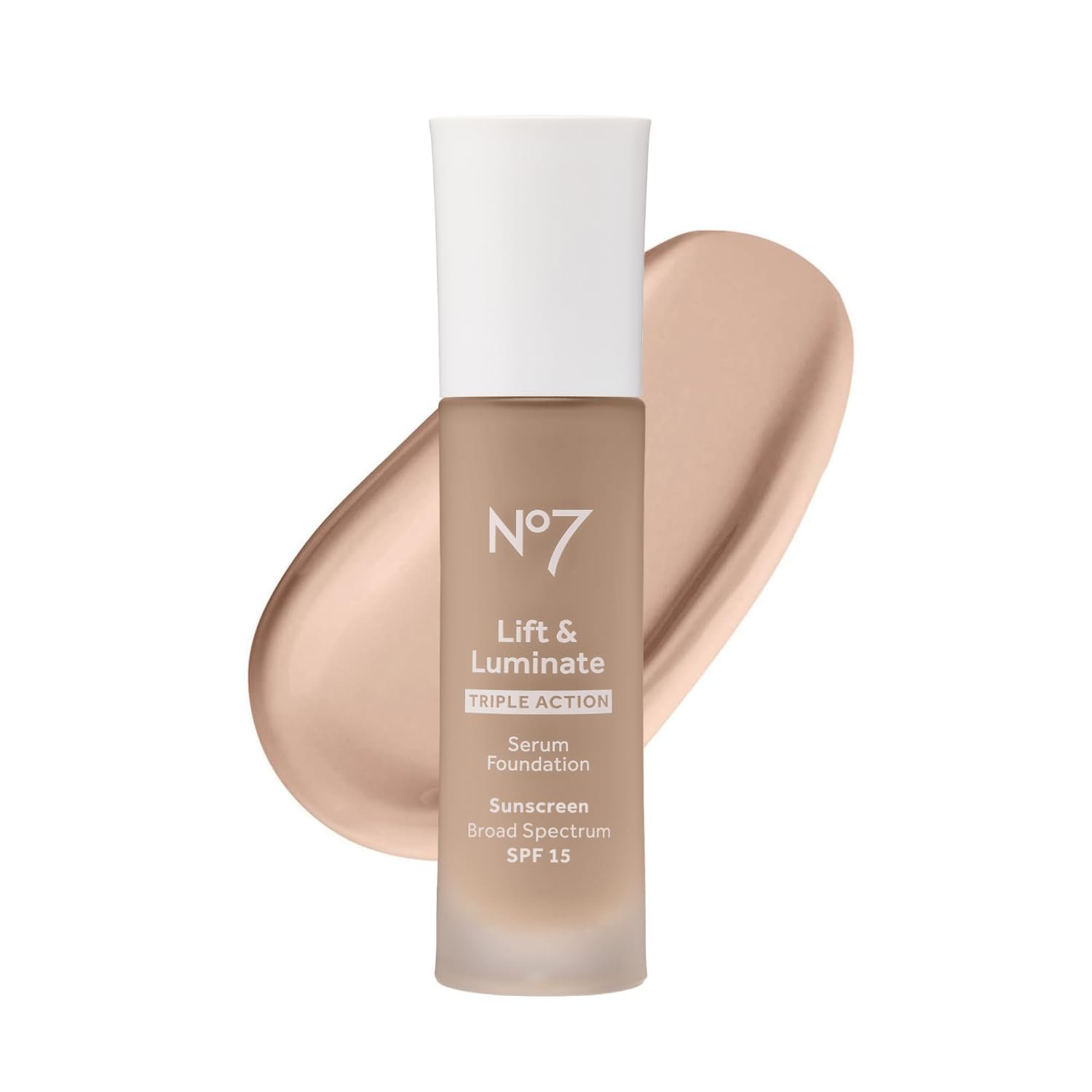 No7 Lift & Luminate Triple Action Serum Foundation – Liquid Makeup with SPF 15 for a Dewy, Glowy Base – Radiant Formula for Mature Skin – Porcelain (30ml)