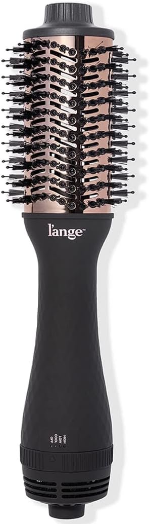 L’ANGE HAIR Le Volume 2-in-1 Titanium Blow Dryer Brush | Frizz Control Blowout Hair Dryer Brush For Drying And Straightening | Volumizing Hot Air Styler For All Hairstyles | Oval Barrel | Black – 60mm