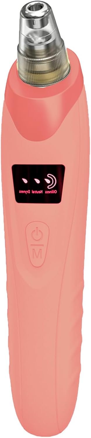 USB Rechargeable Blackhead Remover Vacuum,3 Levels Adjustable Pore Vacuum Blackhead Remover, with 3 Suction Power,5 Probes,Face Vacuum Pore Cleanser for Women & Men（Light red）