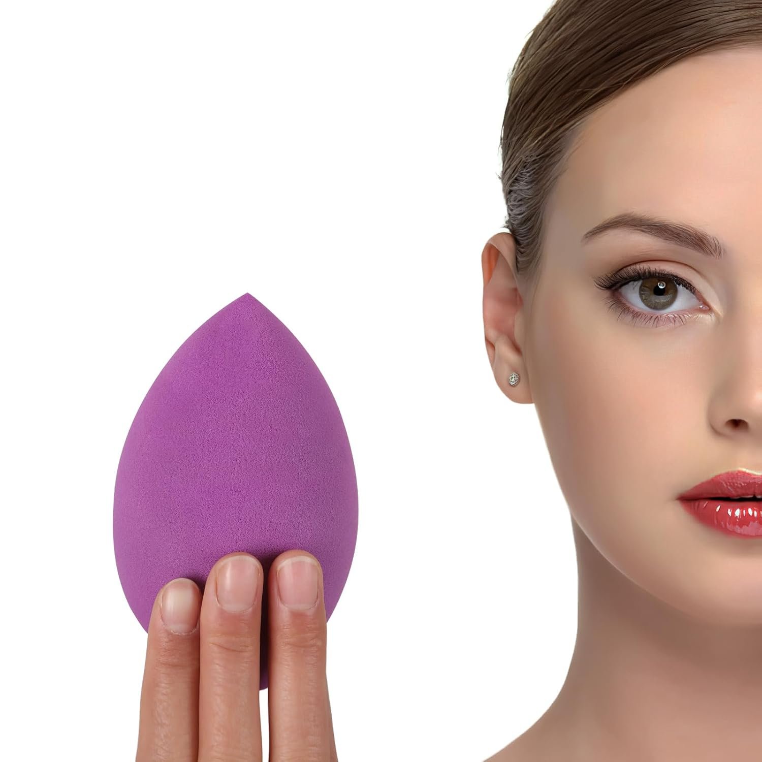 OtNiap XL EXTRA LARGE Make Up Beauty Sponges Blender-Product contains: 1x Small(8cm) 1xExtra Large(11cm) and 2 Sponge Holder-for Face Body, Blush Cream, Liquid Foundation Powder Application, Ivory