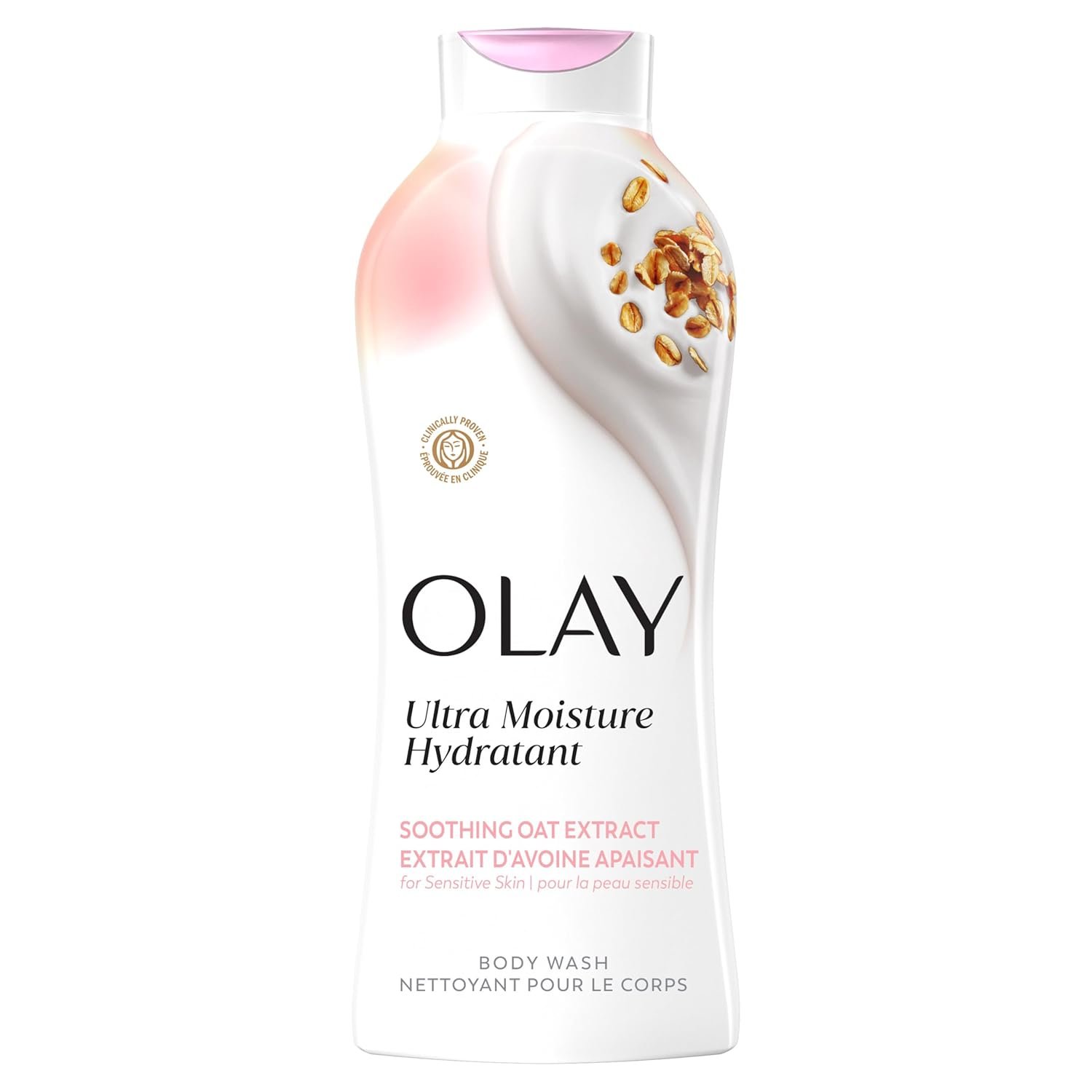 Olay Body Wash for Women, Ultra Moisture, For Sensitive Skin, Soothing Formula, 24hr Moisturizing, Hydrating & Refreshing, B3 Vitamin Complex, Free of Parabens & Phthalates, Oat Extract Scent,22 fl oz