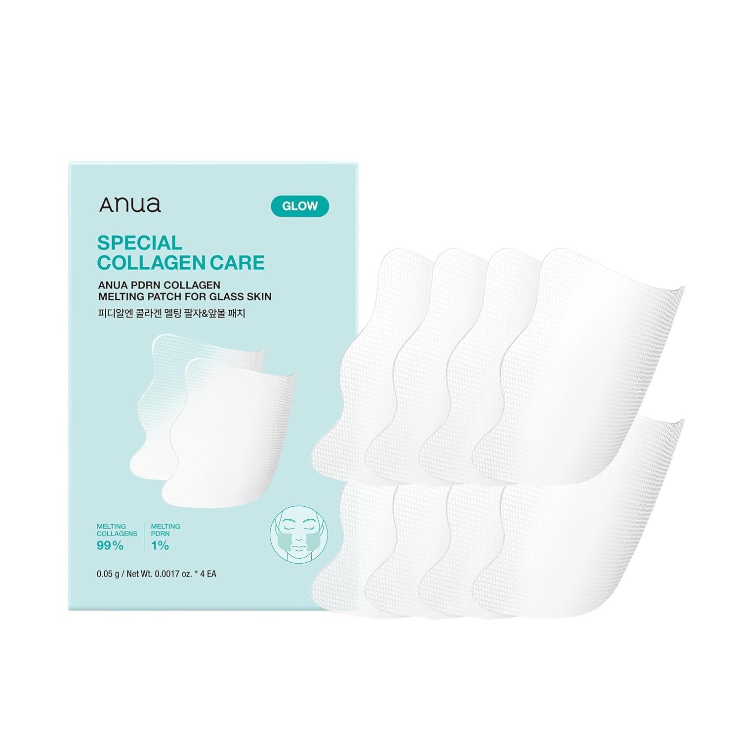 ANUA Salmon DNA PDRN Collagen Melting Patch for Glass skin, Smile Line Patches, Wrinkle Patches, Melting Thin Collagen Patch, Firming for Fine Lines, Glow, Korean Skincare, 2 Pairs x 4EA, Patch Only
