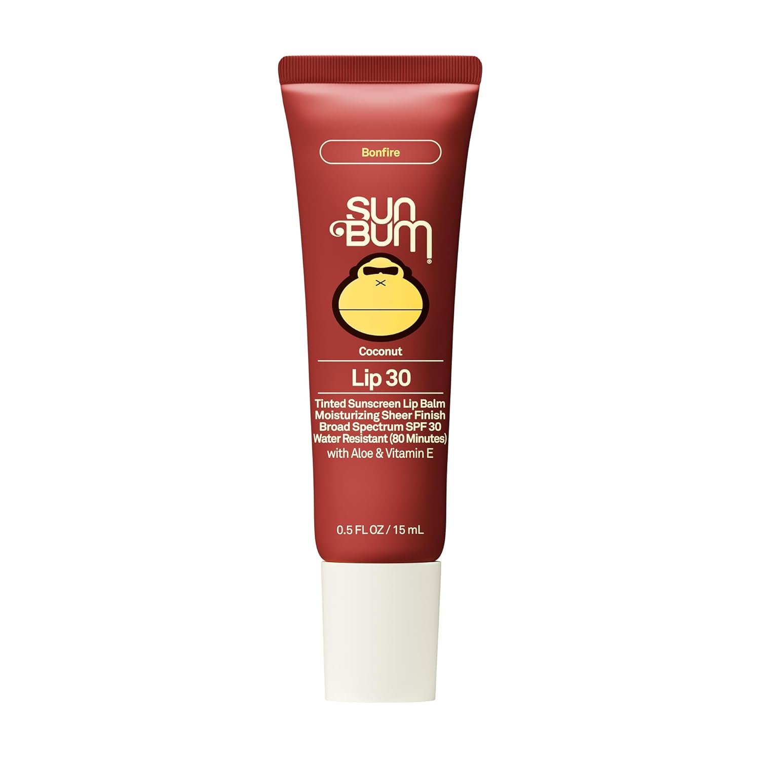 Sun Bum SPF 30 Sunscreen Bonfire Tinted Lip Balm – Coconut Flavor Broad Spectrum Moisturizing with Aloe & Vitamin E – Hawaii 104 Act Compliant (Made Without Octinoxate & Oxybenzone) – 0.5 oz