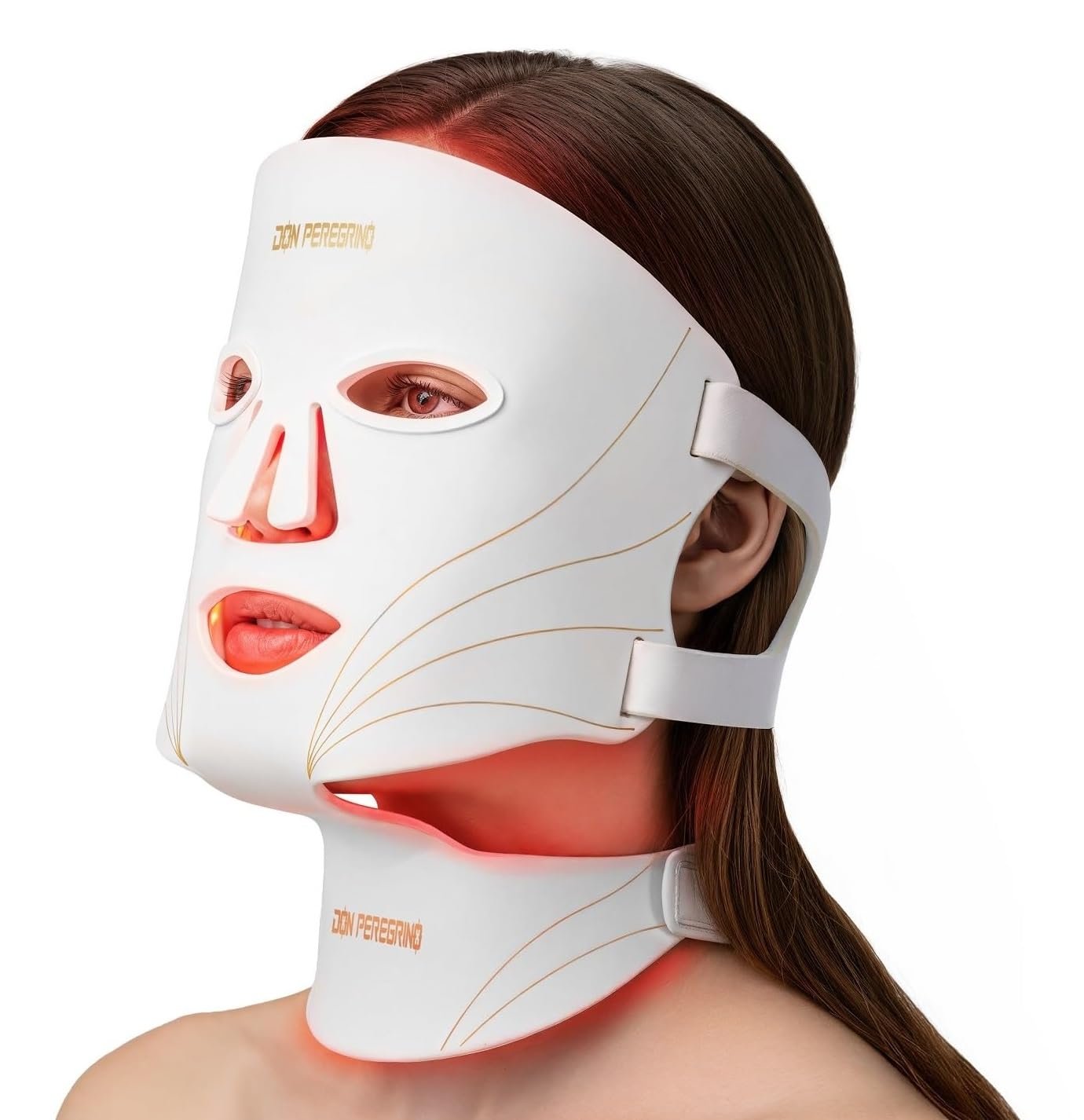 Red Light Therapy for Face and Neck Full Coverage – Comfortable, Zero Irritation, Auto-off Timer & Intensity Options, Perfect Gifts for Women Skin Care, DON PEREGRINO LED Face Mask with Storage Bag