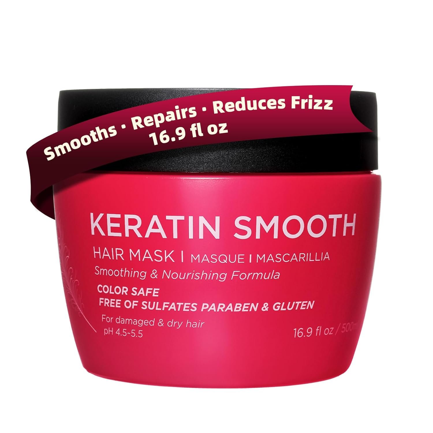 Luseta Keratin Hair Mask – Deep Repair Treatment for Damaged, Color Treated, Dry Hair – Reduces Frizz & Flyaways, Prevents Breakage, Restores Strength– Sulfate Free 16.9oz