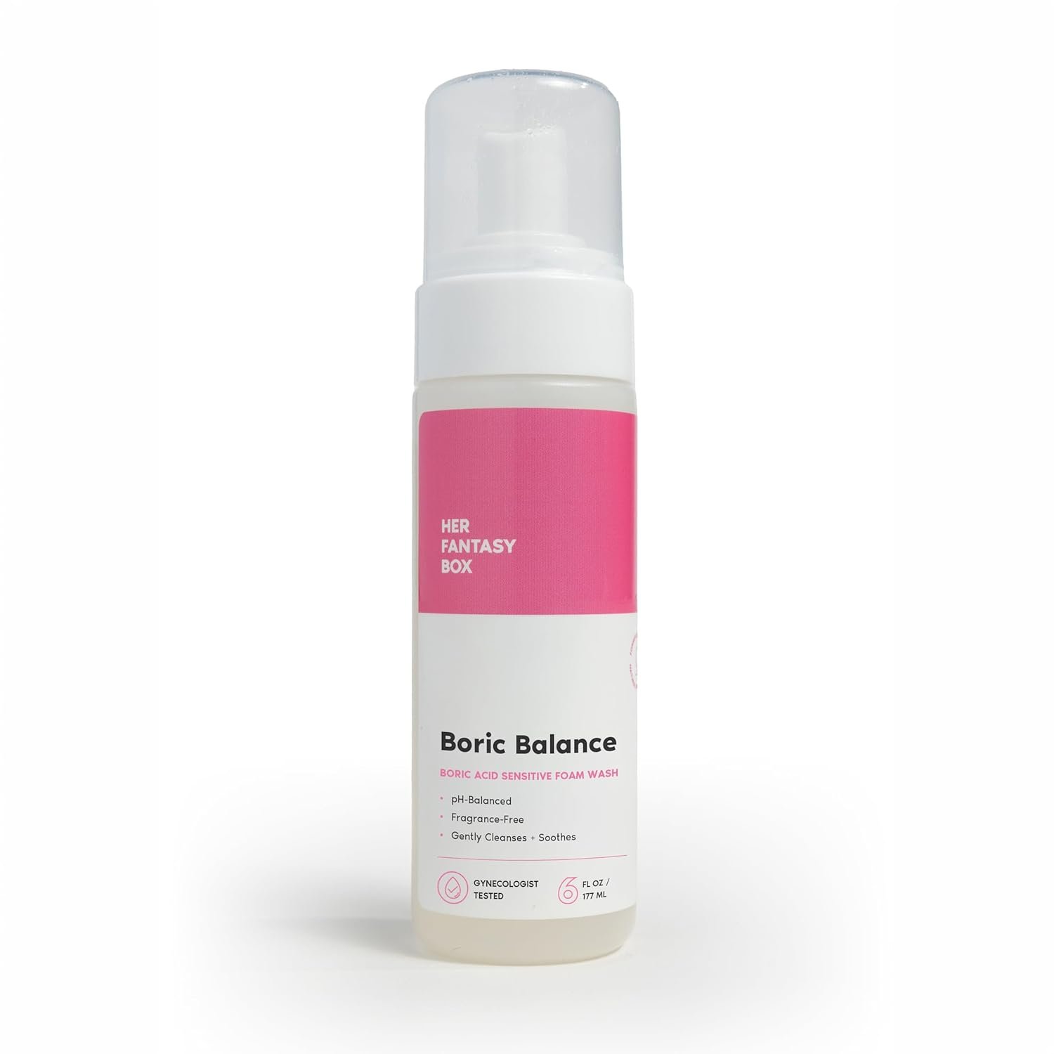 Her Fantasy Box | Boric Balance Yoni Foam Wash – Naturally Safe, pH-Balancing, Gentle Cleansing Formula for Daily Care, Odor Control, and Feminine Hygiene, 6 oz