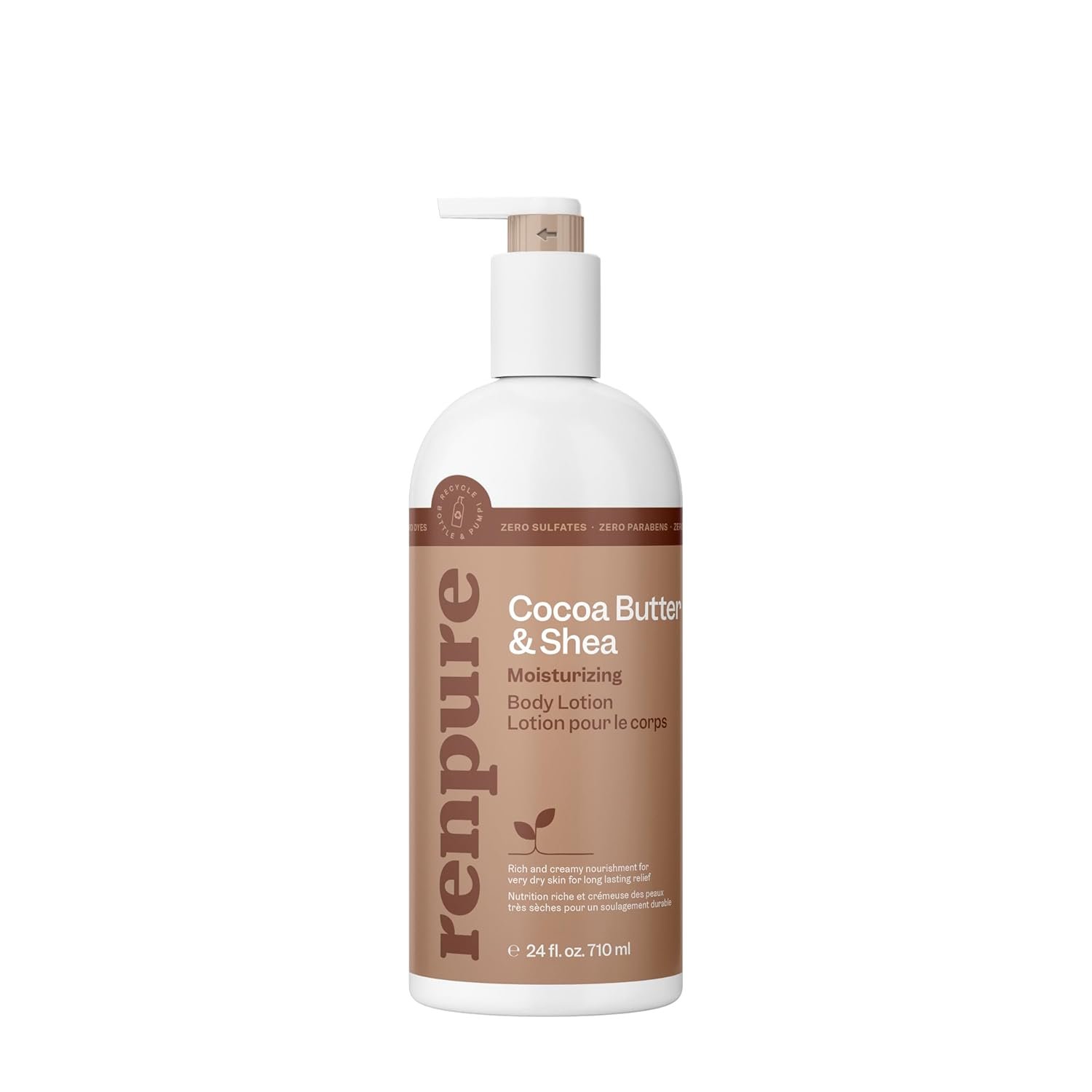 Renpure Cocoa Butter & Shea Butter Ultra-Hydrating Body Lotion – Rich & Creamy Formula for Long Lasting Hydration- For Dry to Very Dry Skin – Cocoa Butter and Shea Butter – 24 Fl Oz