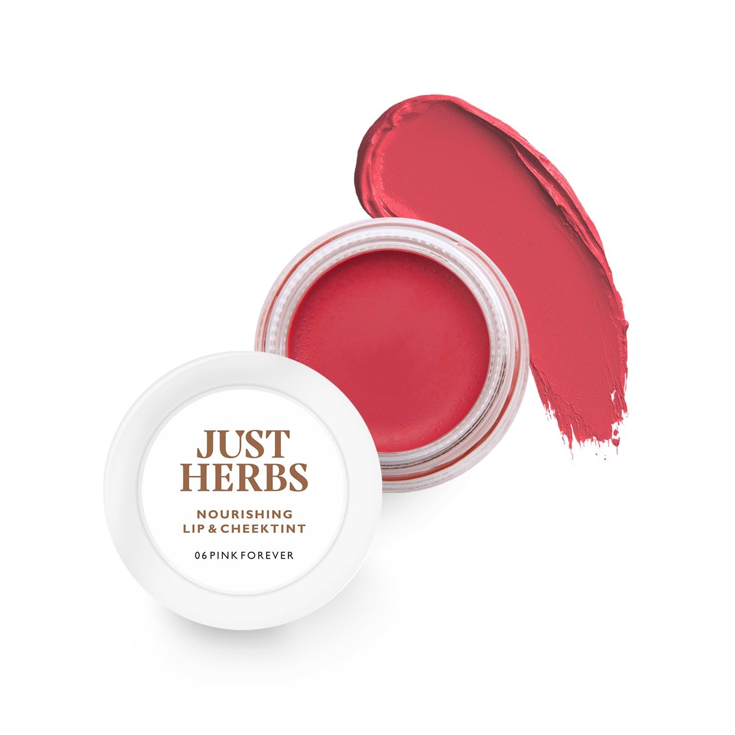 Just Herbs Organic Creamy Matte 3 in 1 Lip & Cheek Tint, Blush For Women – SLS,Chemical & Paraben Free – 0.14 fl. oz. (Pink Forever)
