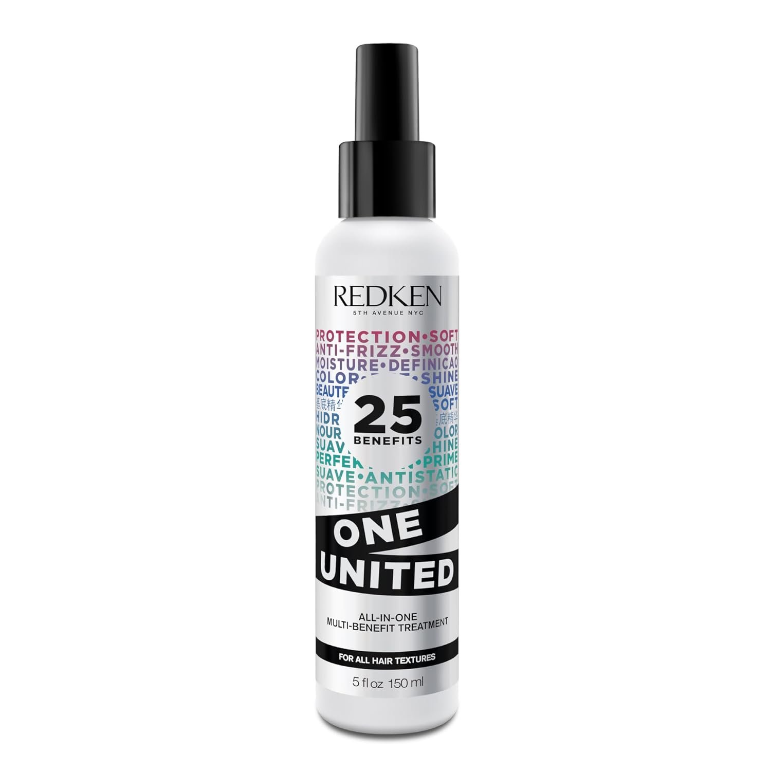 Redken One United All-In-One Leave In Conditioner – Multi-Benefit Leave In Treatment For All Hair Types, Heat Protectant and Detangler Spray, Paraben-Free