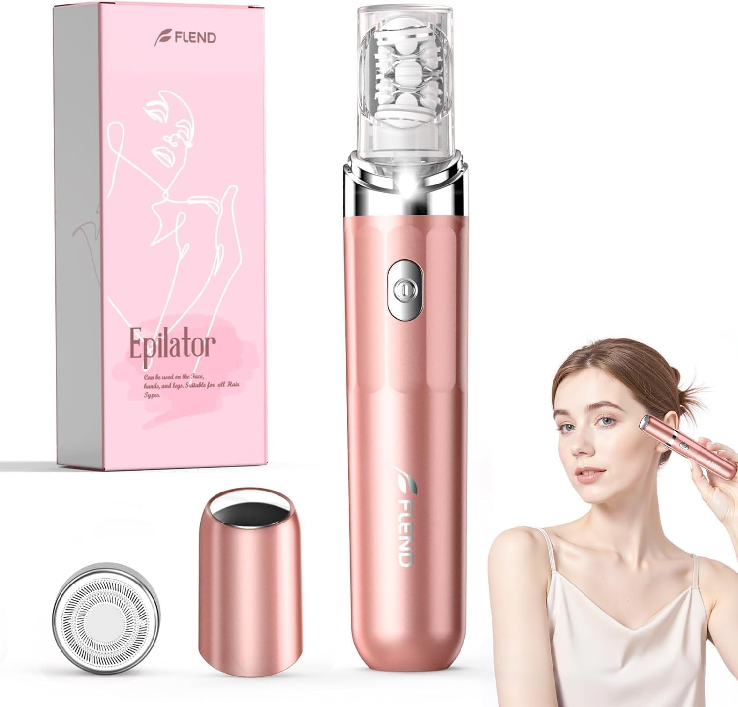 Facial Hair Remover for Women, 2-in-1 Epilator for Women with LED Light USB Rechargeable Portable Electric Epilators Painless Lady Shavers for Face, Lip, Chin, Leg, Arms, Bikini