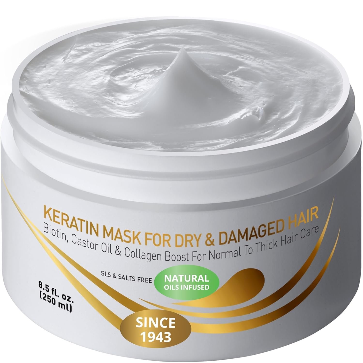 VITAMINS hair cosmetics Keratin Hair Mask Deep Conditioner for Dry Damaged Hair – Biotin, Collagen & Castor Oil Deep Conditioning, Repairs Split Ends & Restores Shine – For Thick Locks