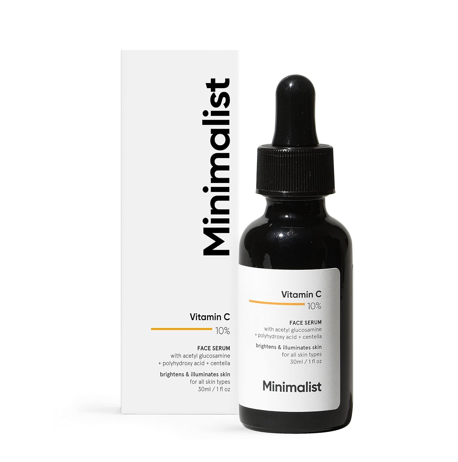 Vitamin C 10% Face Serum for Brightening | Minimalist Glowing Serum, Boosts Hydration | For All Skin Types | For Women & Men | 1 Fl Oz / 30 ml