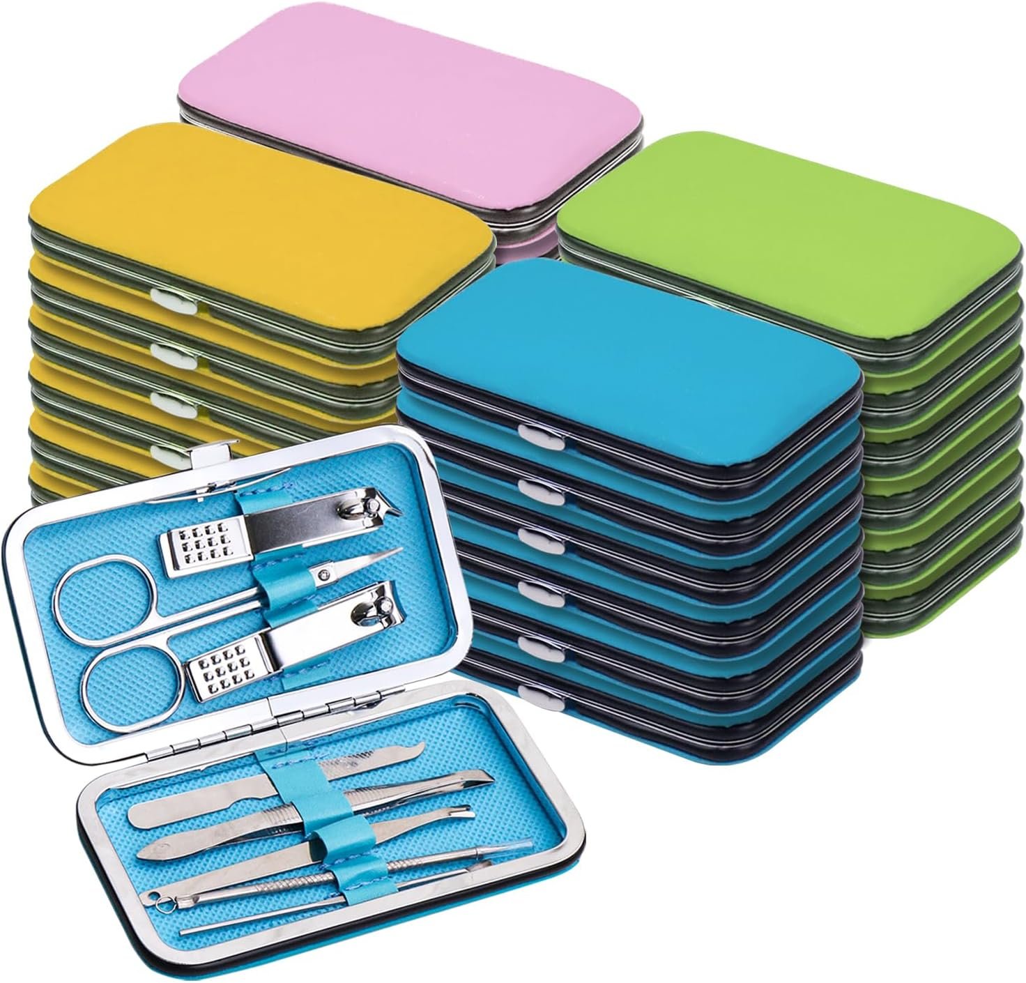 Manicure Set Bulk, Nail Clippers Kit Stainless Steel Fingernail Clippers Set, Sturdy Nail Tip Cutter Trimmers Professional Grooming Toenail Clippers Personal Pedicure Kits Gift (24 Pack 8 in 1)