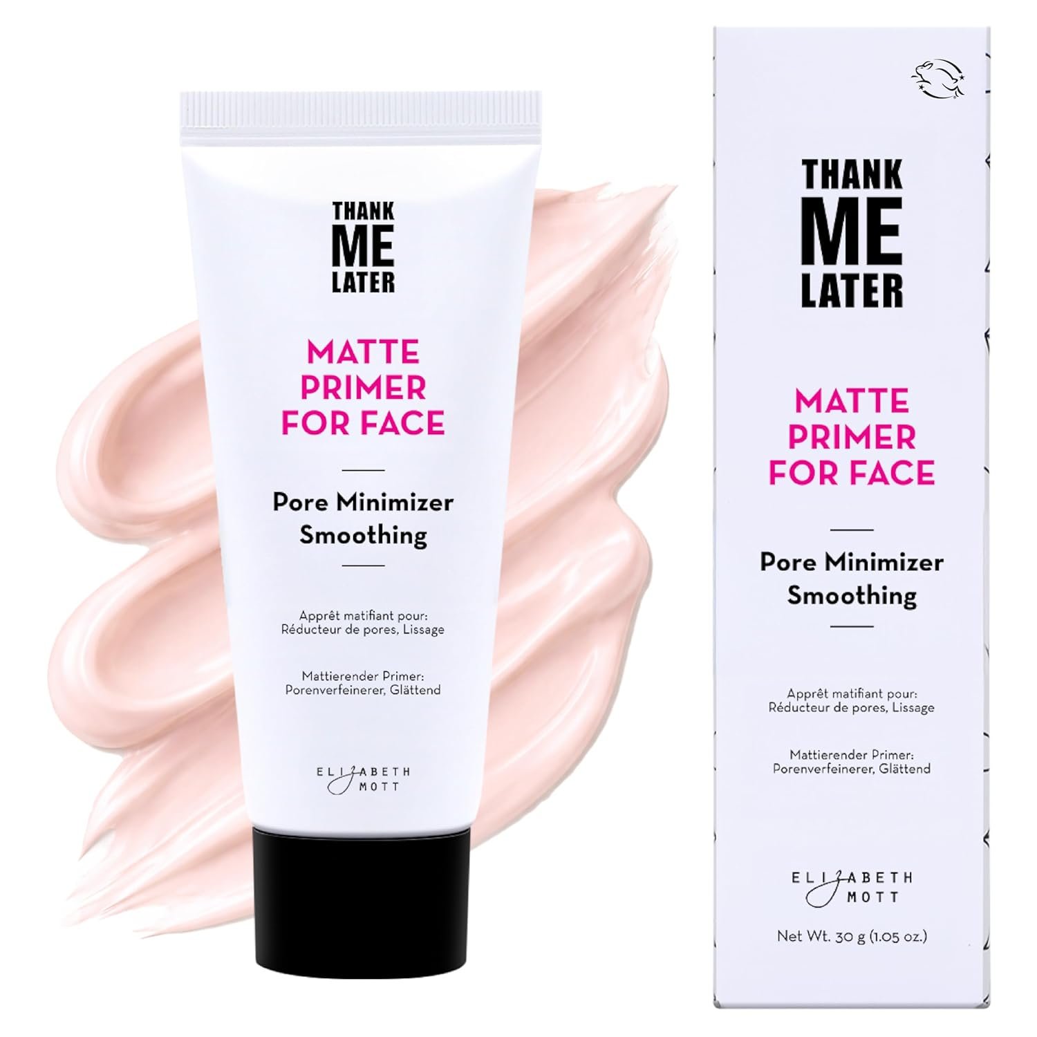 Elizabeth Mott Thank Me Later Face Primer – Mattifying Makeup Base Primer for Smooth Skin – Pore Minimizer, Helps Smooth Fine Lines – Long-Lasting, Lightweight, Leaping Bunny Certified, 30g