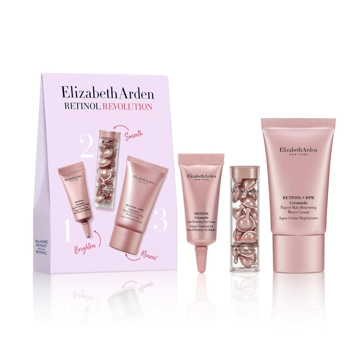 Elizabeth Arden Retinol + HPR Ceramide 3-Piece Skin Care Gift Set for Women, Includes Serum Capsules, Water Cream, & Eye Cream, 1 count