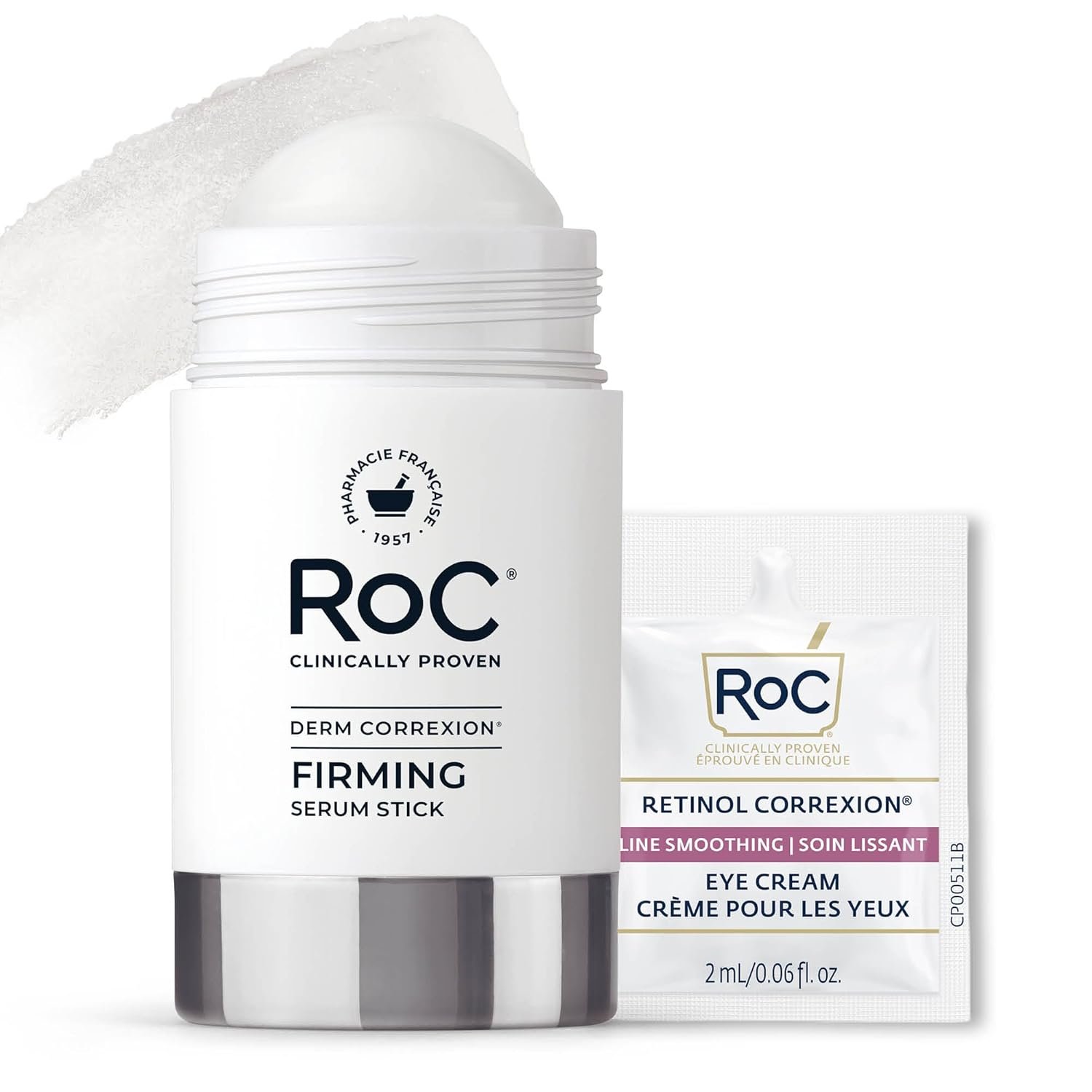 RoC Derm Correxion Retinol Firming Serum Stick with Antioxidants to Visibly Tighten and Firm Wrinkles and Laugh Lines 1.0 oz plus Retinol Eye Cream Packette