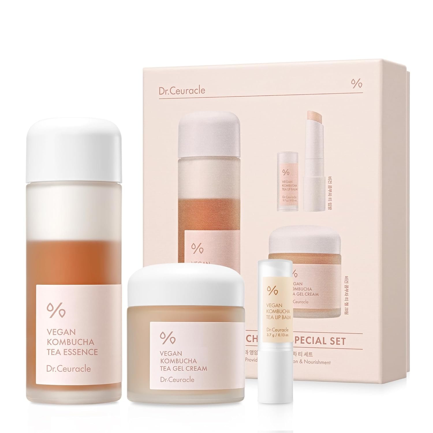 Dr.Ceuracle Vegan Kombucha Tea Essence and Gel Cream – Korean Skincare Gift Set for Holiday (Special Set)