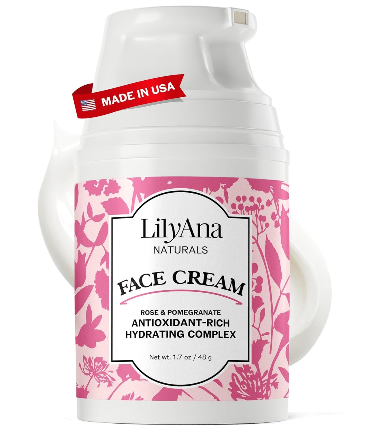 LilyAna Naturals Face and Neck Moisturizer for Women and Men – Moisturizer Face and Neck Cream for Dry Skin and Dark Spot Brightening – Rose and Pomegranate Extracts – 1.7oz