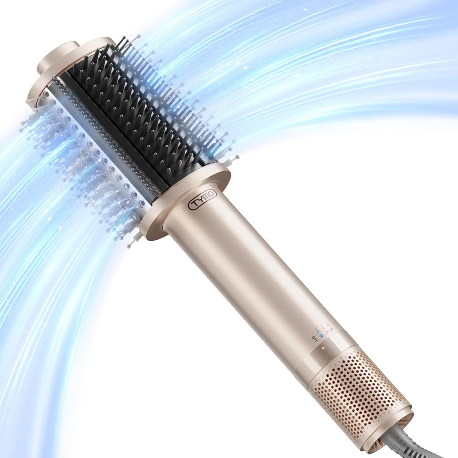TYMO 4.0 Hair Blow Dryer Brush – Lightweight 3X Faster Drying 5-in-1 Ionic Blowout Hair Dryer Brush Adds Shine, Volume & Fullness for Smooth, Anti-Frizz Straight, Curl & Blowout Styles, Gold