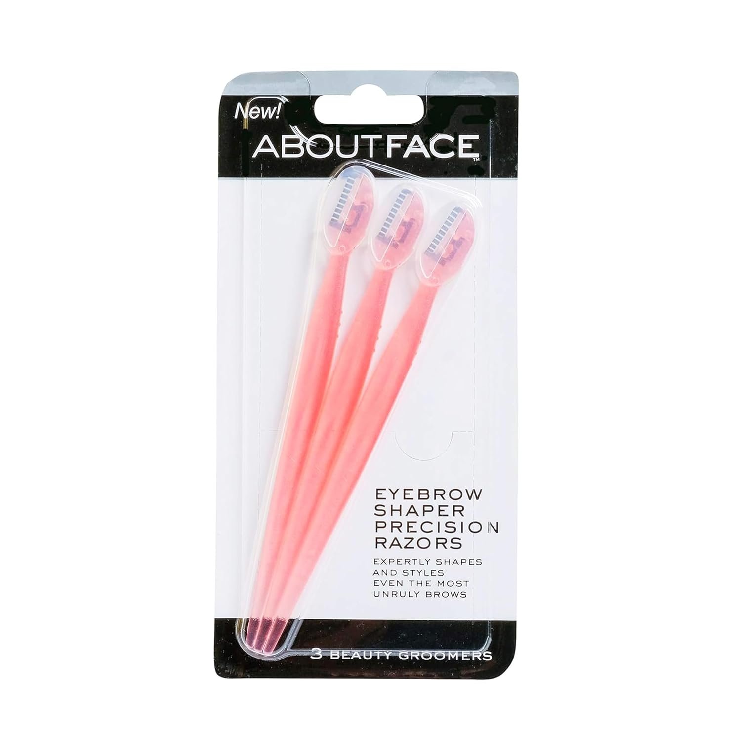 About Face Facial Razor & Eyebrow Shaper (3 Ct) – Removes Peach Fuzz on Cheeks, Chin, or Forehead & Delicately Shapes Eyebrows