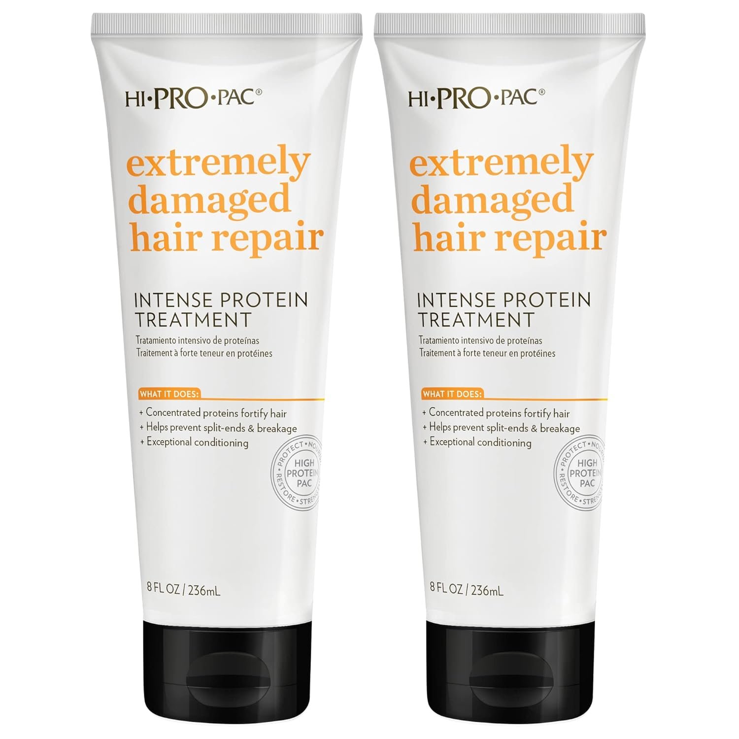 Hi-Pro-Pac Hair Mask – Extremely Damaged Hair Repair – (2-Pack) 8 fl oz – Intense Protein Treatment Masque – Deeply Conditions, Fortifies, and Helps Prevent Split Ends and Breakage