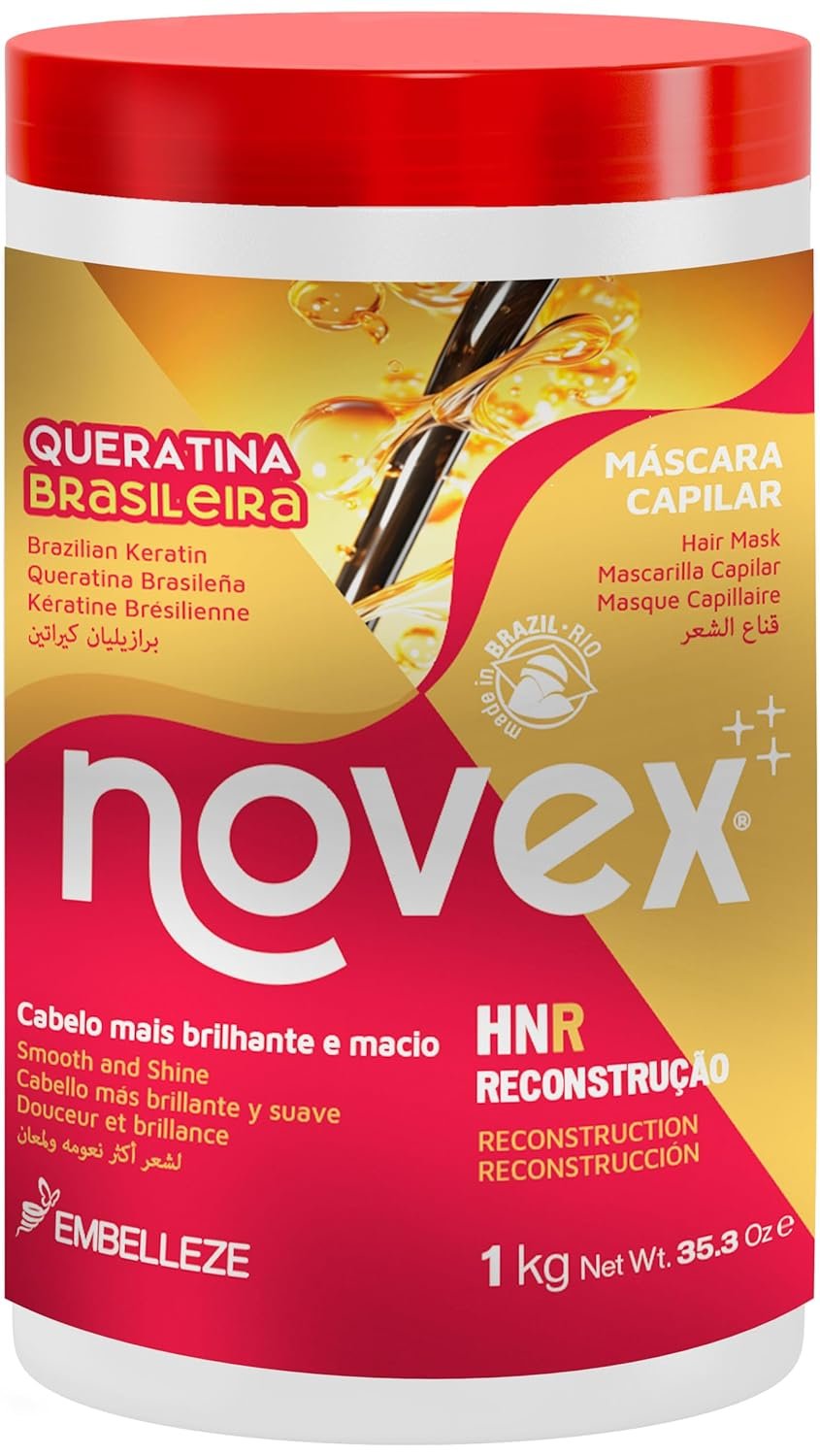 Novex Brazilian Keratin Deep Conditioning Mask, 35.3 oz – Reconstructive Keratin, Frizz control & Damage Repair