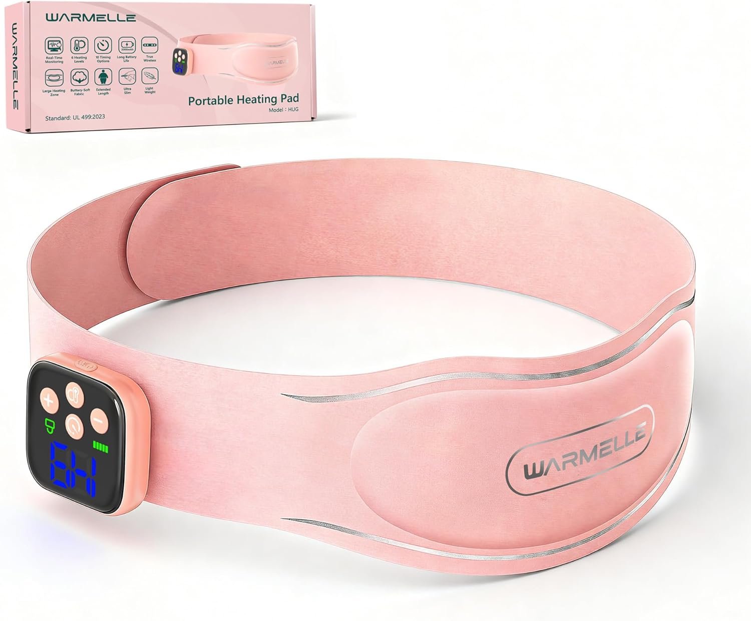 Seamless Heating Pad for Period Cramps, Portable Heating Pad for Back, Wearable Cordless Menstrual Heating Pad with Large-Area Heating｜2s Fast Heating｜Rechargeable｜6 Heat Levels,Pain Relief for Women