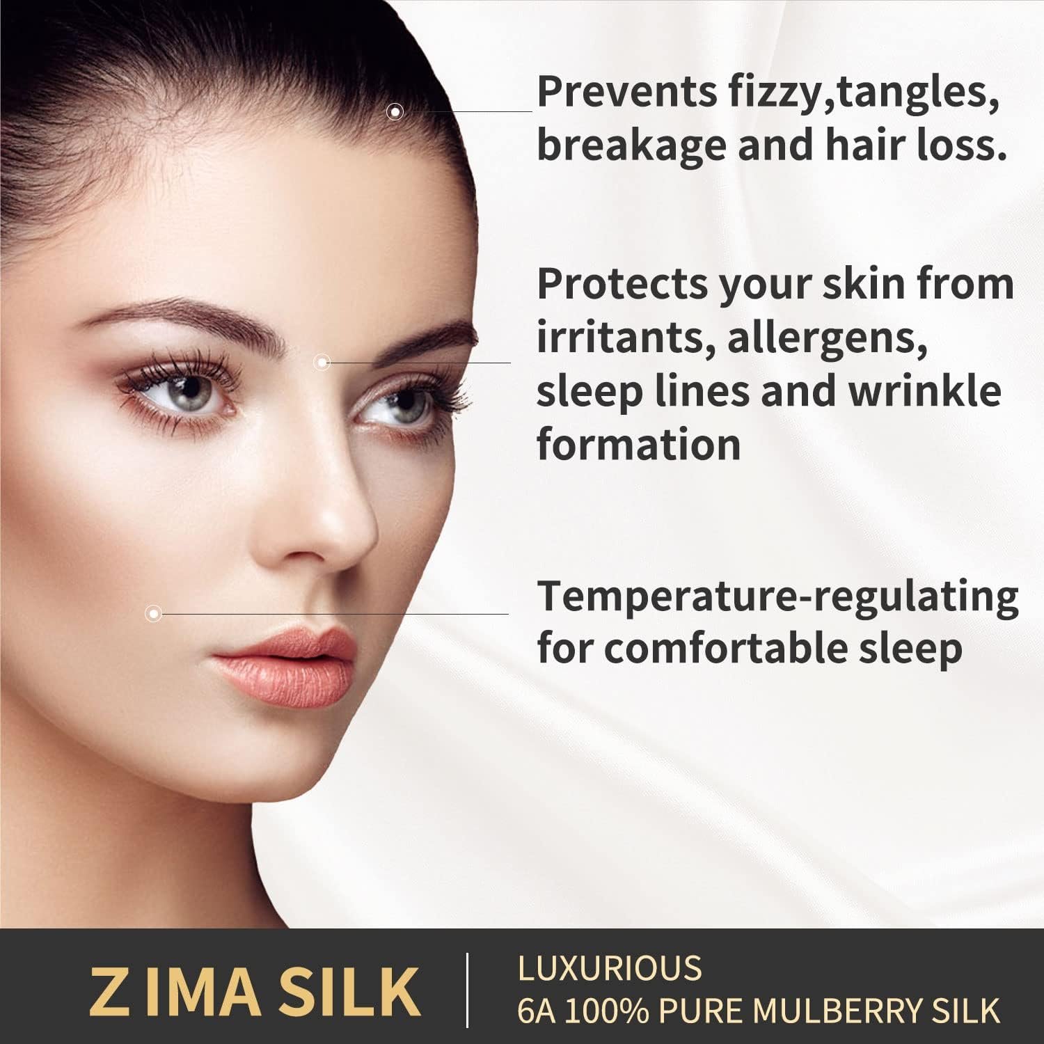 ZIMASILK 25 Momme 100% Pure Mulberry Silk Pillowcase for Hair and Skin Care, Highest Grade 6A Pillow Cases for Women, Long-Lasting Durablity, Gift for Women Men, 1Pc (Standard 20″x26″, Iron Gray)
