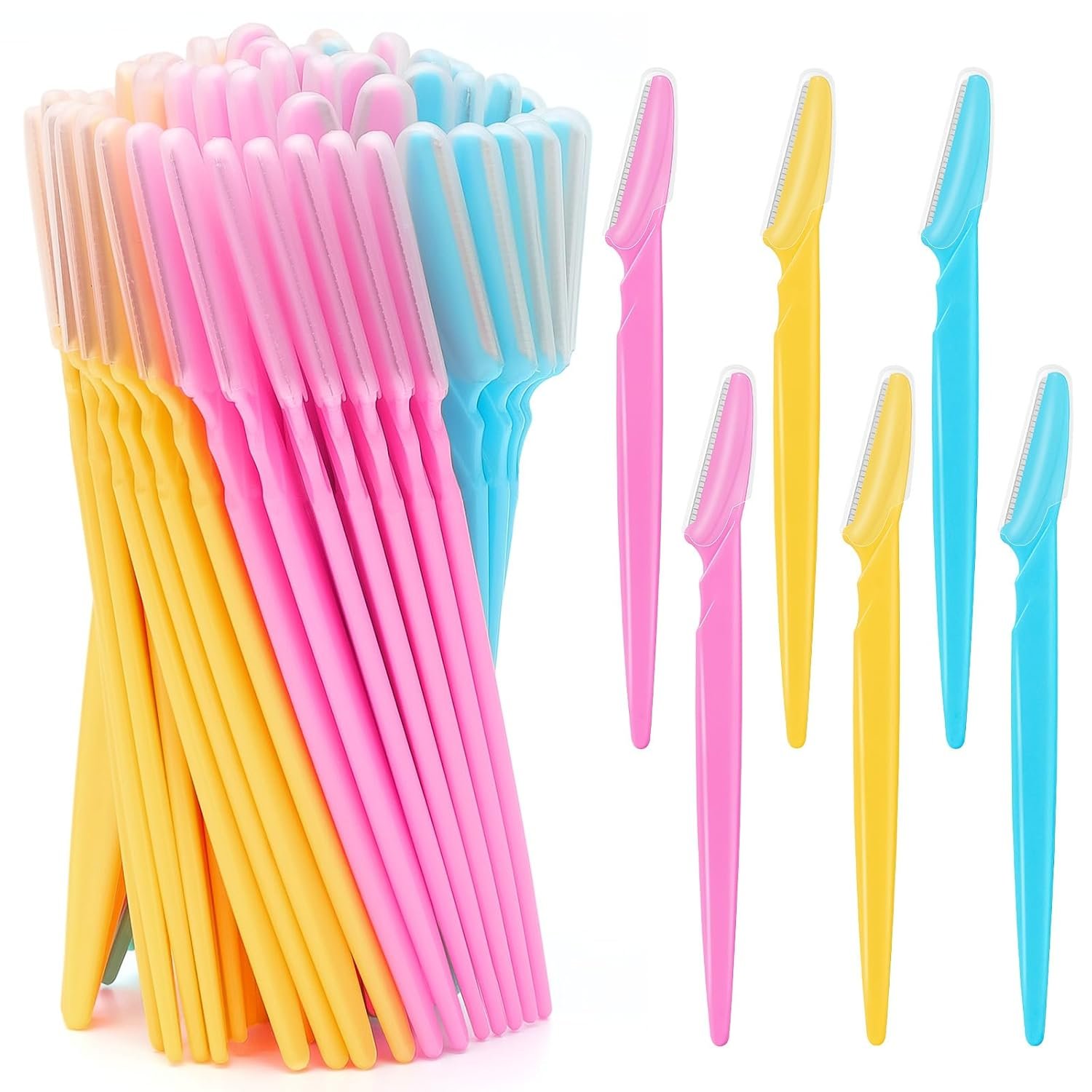 Eyebrow Razors Bulk Face Razor Multipurpose Facial Razor Dermaplaning Tools for Women Men Eyebrow Trimmers Shaver with Protective Cover Hair Removal Tools Multicolor 18 Pcs