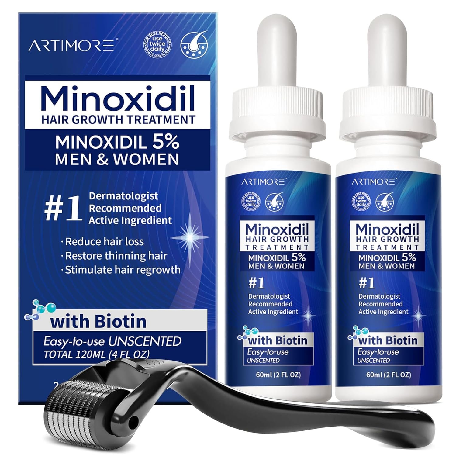 Advanced 5% Minoxidil for Women Hair Growth Serum, Minoxidil for Men Extra Strength, Minoxidil Liquid Solution for Thicker, Fuller Hair – 4 fl oz Total