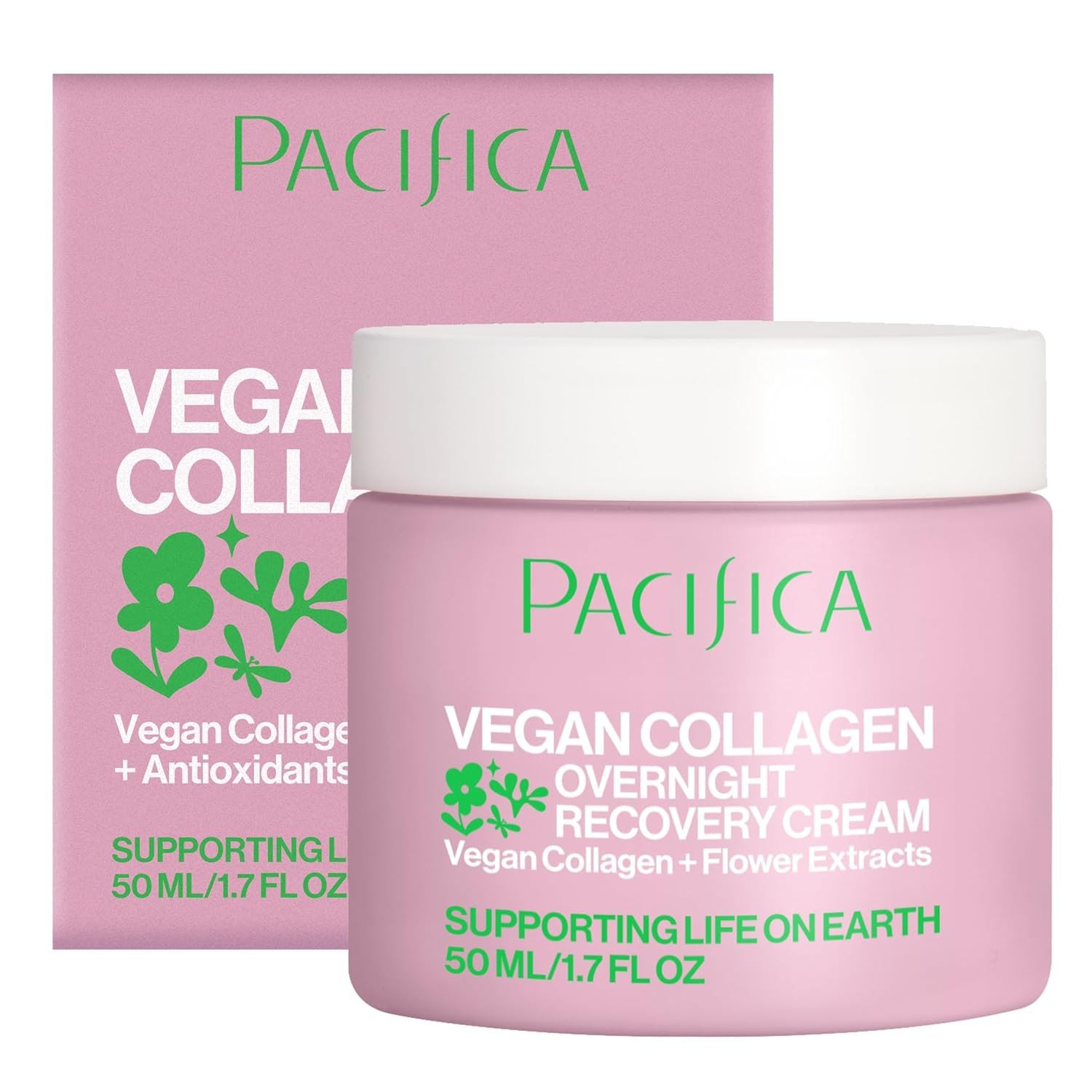 Pacifica Night Face Cream – Vegan Collagen Overnight Recovery Cream, Nighttime Face Cream for Anti-Aging & Wrinkles, Improves Dry Skin & Redness Vegan, Clean Beauty, Dermatologist Tested