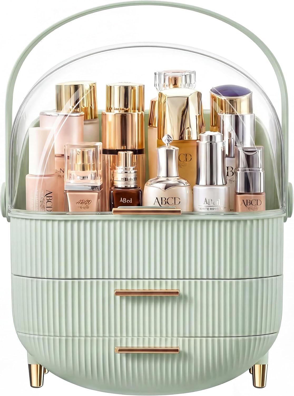 Makeup Organizer Skincare Organizers – Cosmetic Display Cases with Transparent Cover, SkinCare Organizers for Bathroom Countertop, Bedroom Vanity Desk, Lipstick Organizer, White
