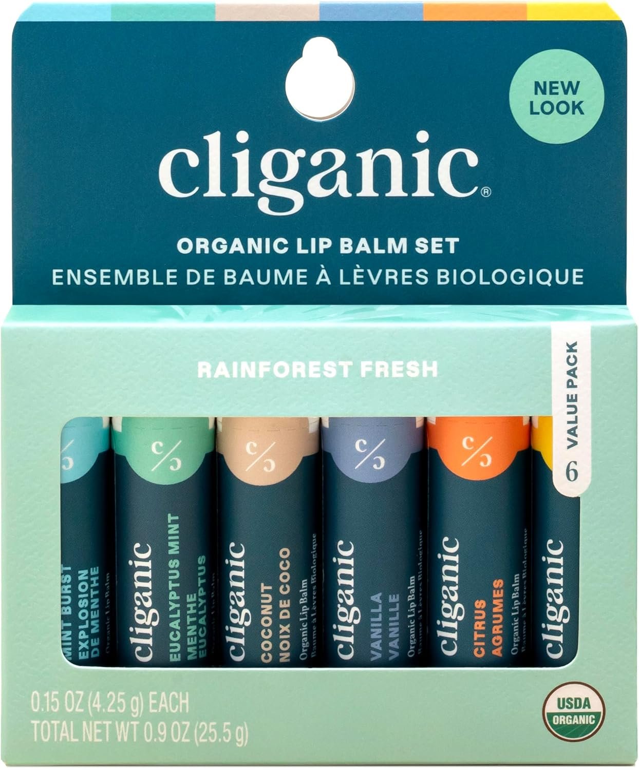 Cliganic Organic Lip Balm Set (6 Flavors) – 100% Natural Hydrating, Moisturizing for Dry Cracked Lips, Stocking Stuffer Gift for Men & Women
