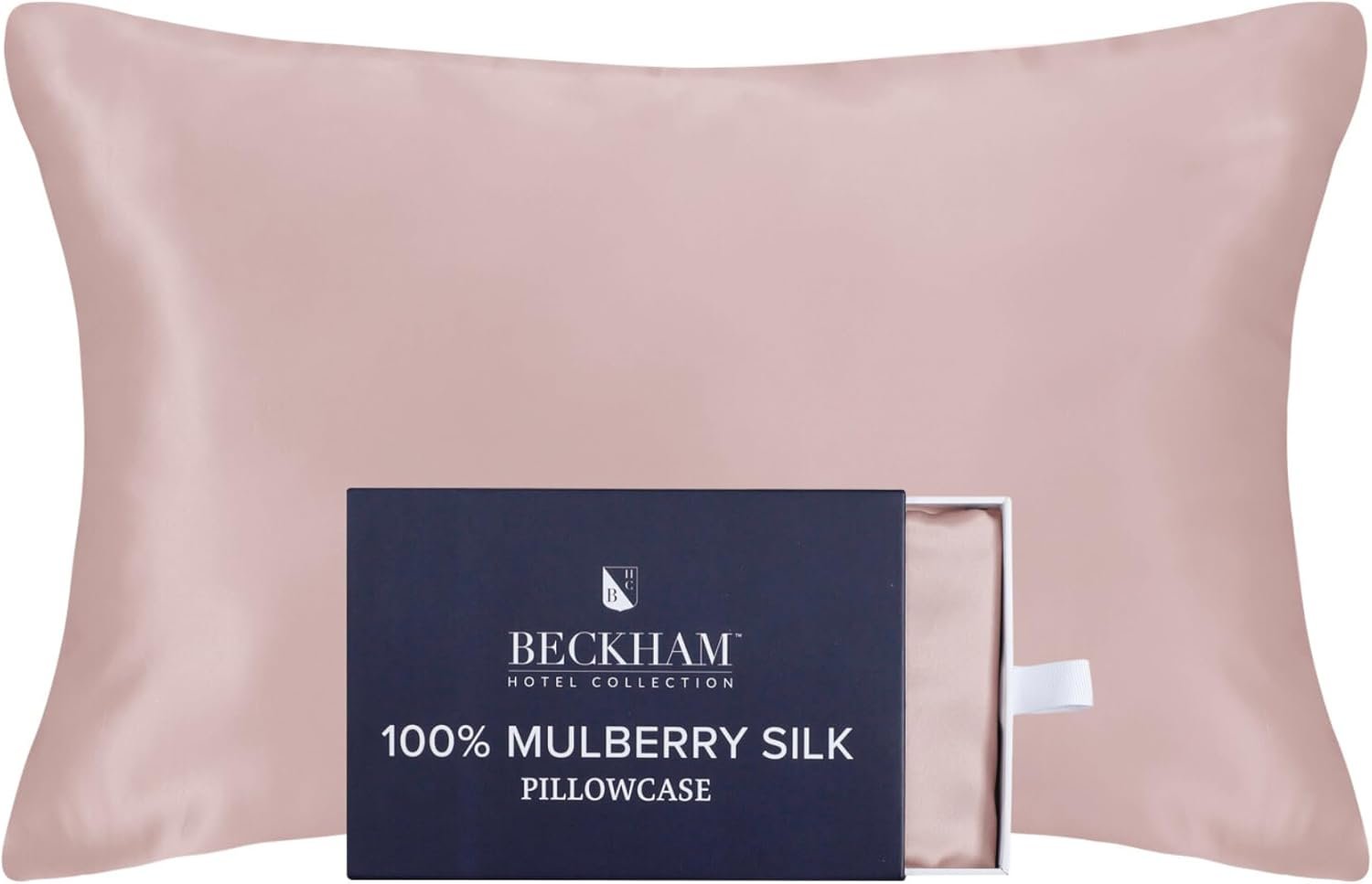 Beckham Hotel Collection Silk Pillow Case with Zipper, 100% Mulberry Silk Pillowcase for Hair & Skin, 22 Momme 6A Grade, Oeko-TEX Certified, 1PC, Queen, Cherry Pink