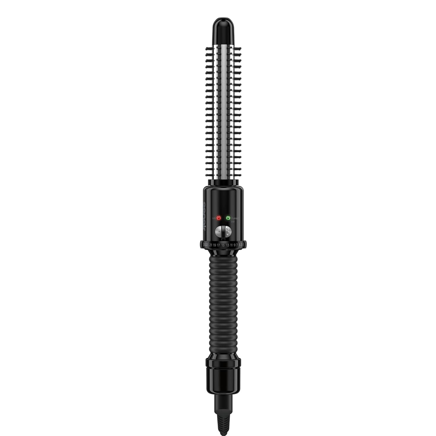 Conair Instant Heat Curling Iron Brush, 3/4-Inch Hot Brush for Short Hair, 25 Heat Settings, Nylon Bristles, Dual Voltage & Auto-Off, Black/Silver, BC84GNR