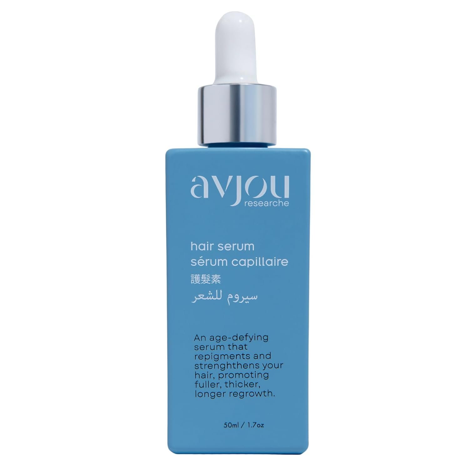 Avjou Researche™ Scalp Serum – Thicker, Fuller-Looking Hair + Targets Visible Signs of Premature Greying – 3 Patented Ingredients – Backed by Cosmetic Science – Oil-Free, All Hair Types, 1.7 oz