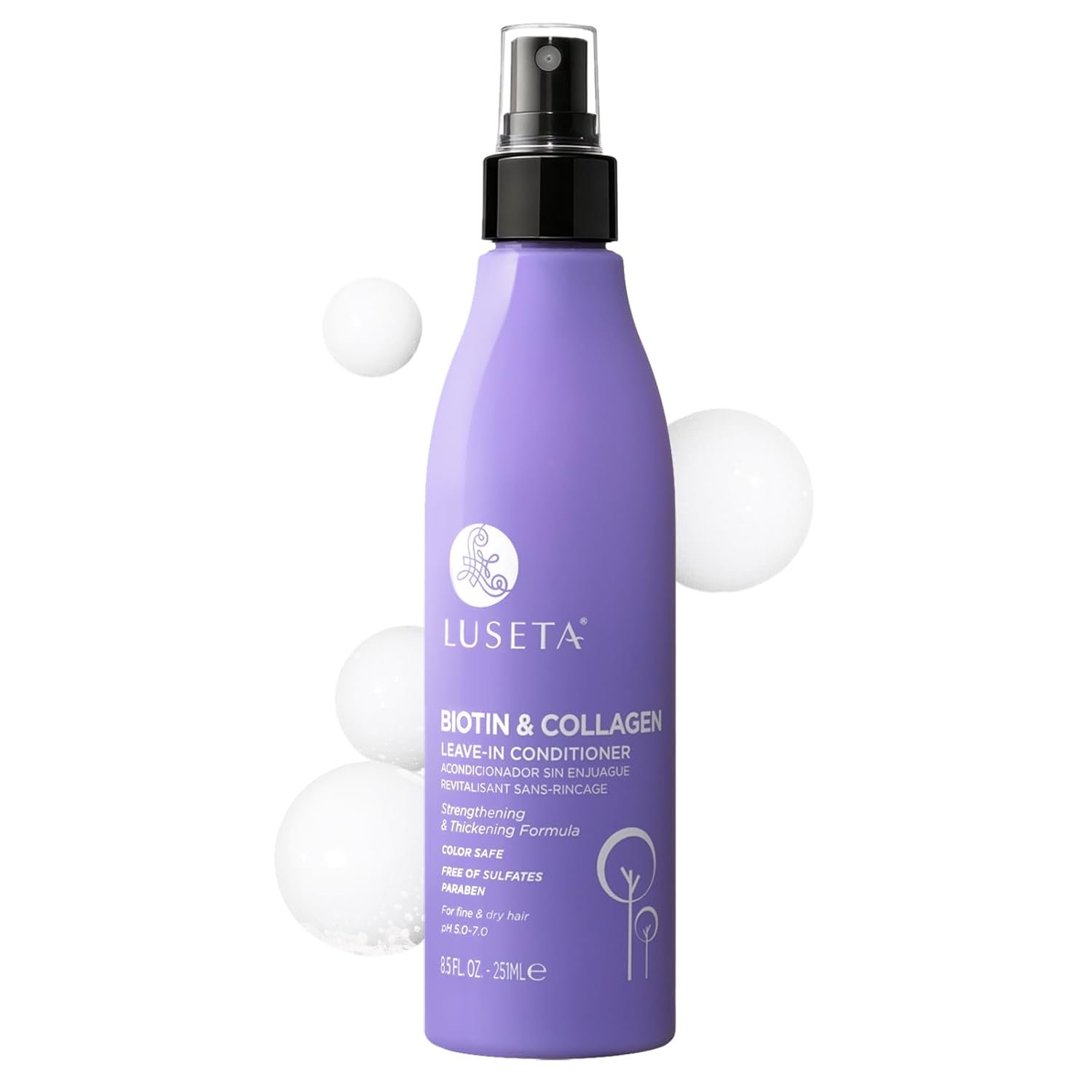 Luseta Biotin Leave in Conditioner for Dry Damaged Hair, Natural Thickening Volume Conditioner for Thinning Hair,8.5 Fl Oz, Hair Detangler Spray for Women and Men