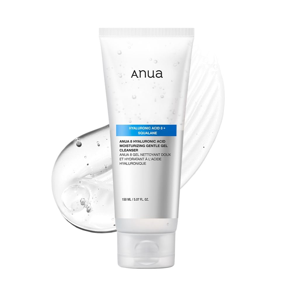 ANUA Moisturizing Gentle Gel Cleanser, Hydrating Face Wash with Hyaluronic Acid, Squalane & Ceramide, pH Balancing, Non-Stripping Cleanser for Sensitive Skin, Korean Skin care, 5.07 fl oz