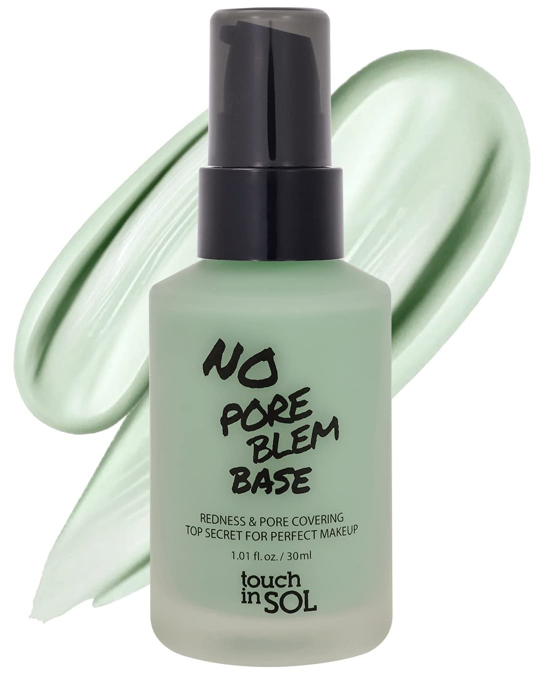 TOUCH IN SOL Redness Correcting Base Primer 1.01 fl.oz. – Pore Minimizing Green Toned Makeup Base – Tone Neutralizing before Foundation – Minimize Rosacea, Redness – No Pore Blem Primer Base