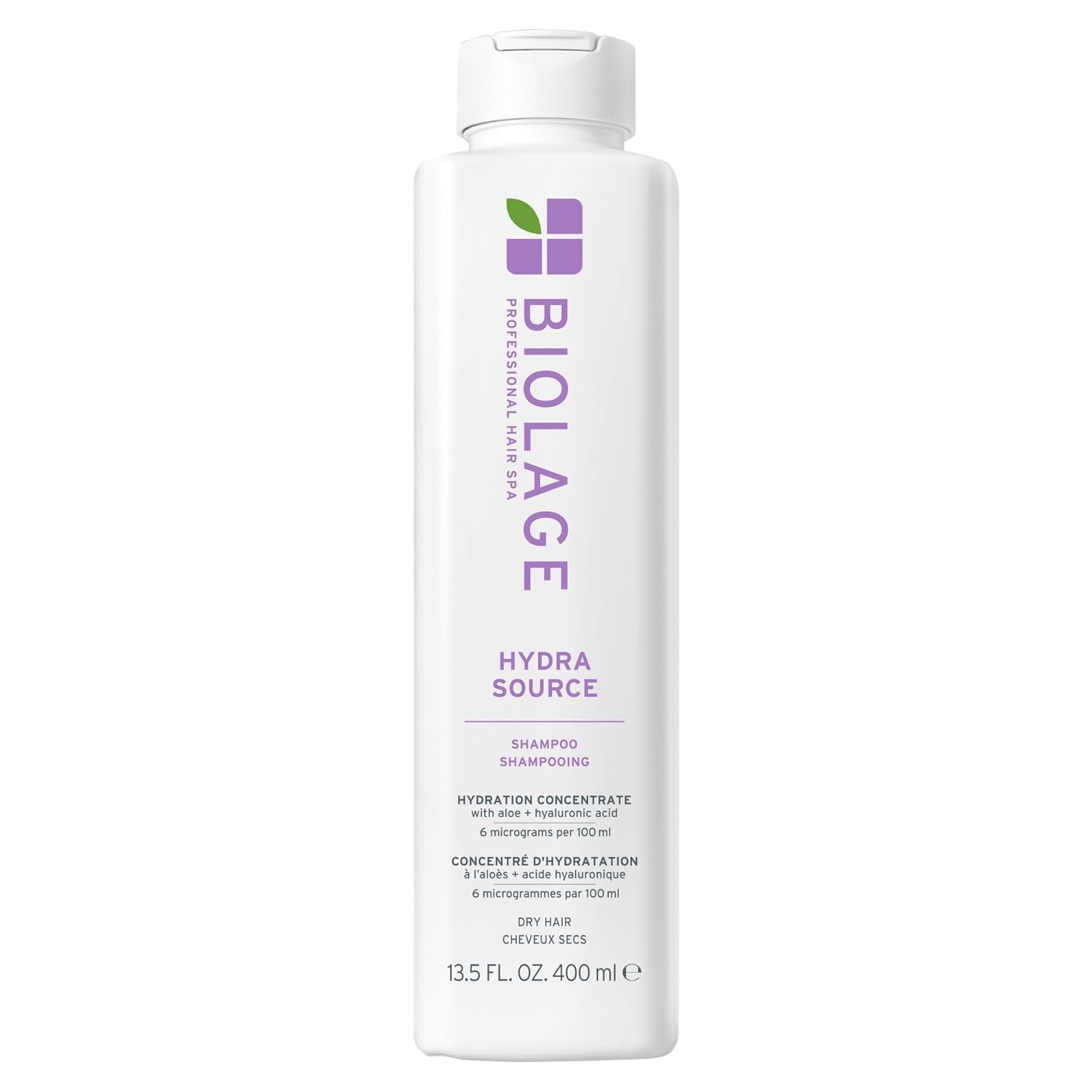 Biolage Hydra Source Shampoo – Softens, Moisturizes & Adds Shine, For Dry Hair, Infused with Micro-Filtered Aloe Vera & Fermented Hyaluronic Acid, Vegan & Paraben-Free