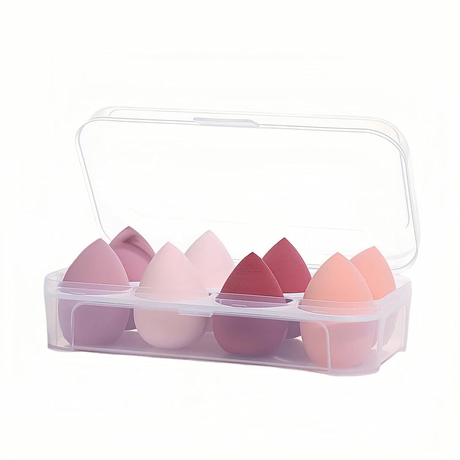 8pcs Makeup Sponges Set – Latex-Free, Blending Beauty Sponge for Liquid, Cream & Powder, Soft Non-Absorbent, Multi-Size with Case，Multi-Shape for Liquid and Powder (Pink)
