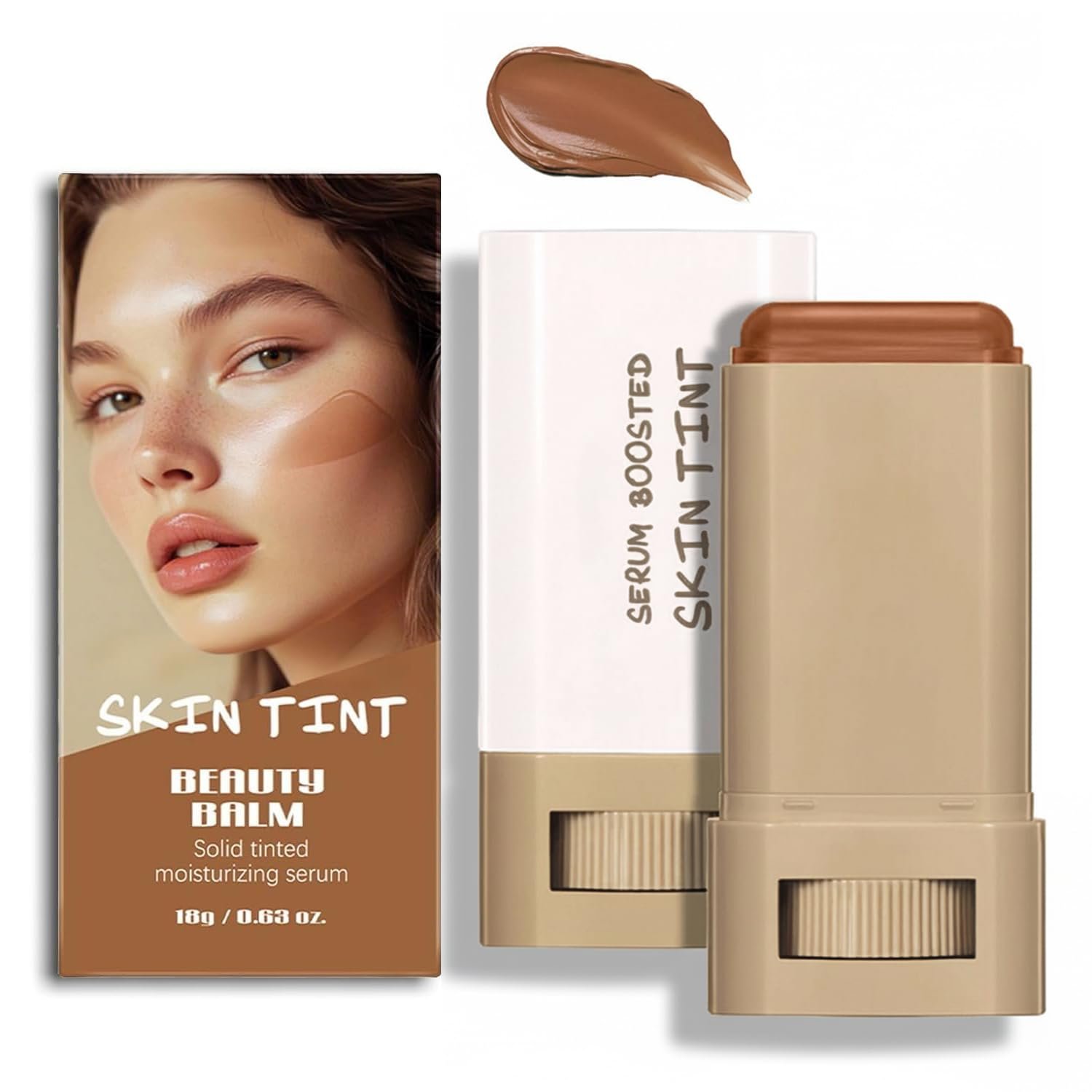 Skin Tint, Beauty Balm Serum Boosted Skin Tint, Foundation Stick, Skin Tint with SPF, Tinted Moisturizer, Concealer Stick, Full Coverage Foundation, Face Makeup, Foundation Makeup, Dewy Finish (#03)