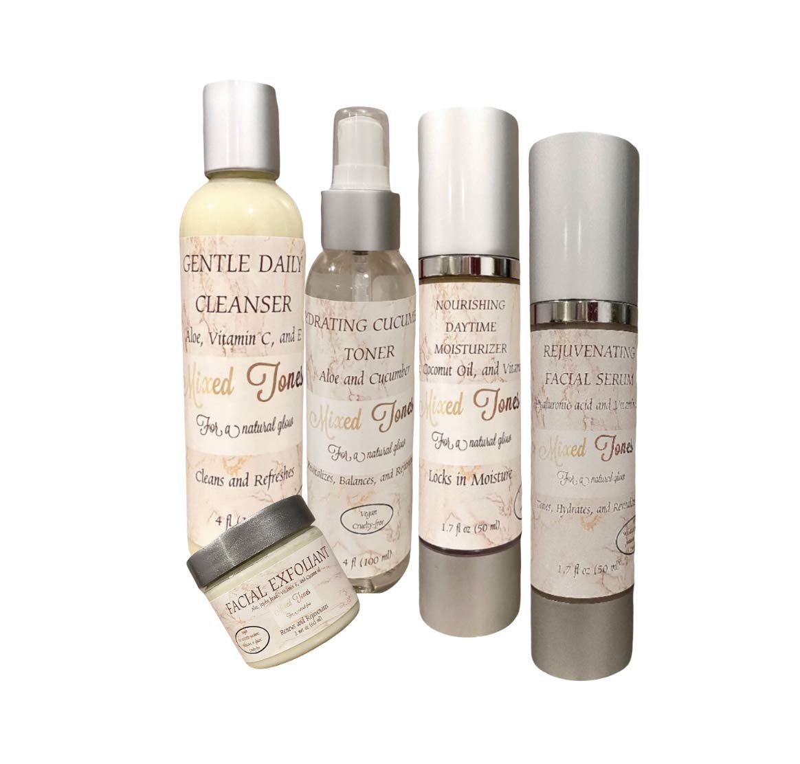 Mixed Tones Basic Daily Skincare Set – 5 products for the price of 4 – Cruelty Free (Leaping Bunny Certified), Vegan/Plant based, No added parabens, phthalates, or gluten