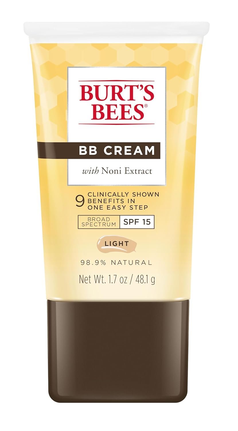 Burt’s Bees BB Cream With SPF 15, Broad-Spectrum Sunscreen Tinted Lotion for All Skin Types, 98.9 Percent Natural Origin Skin Care, Light, 1.7 oz. Tube