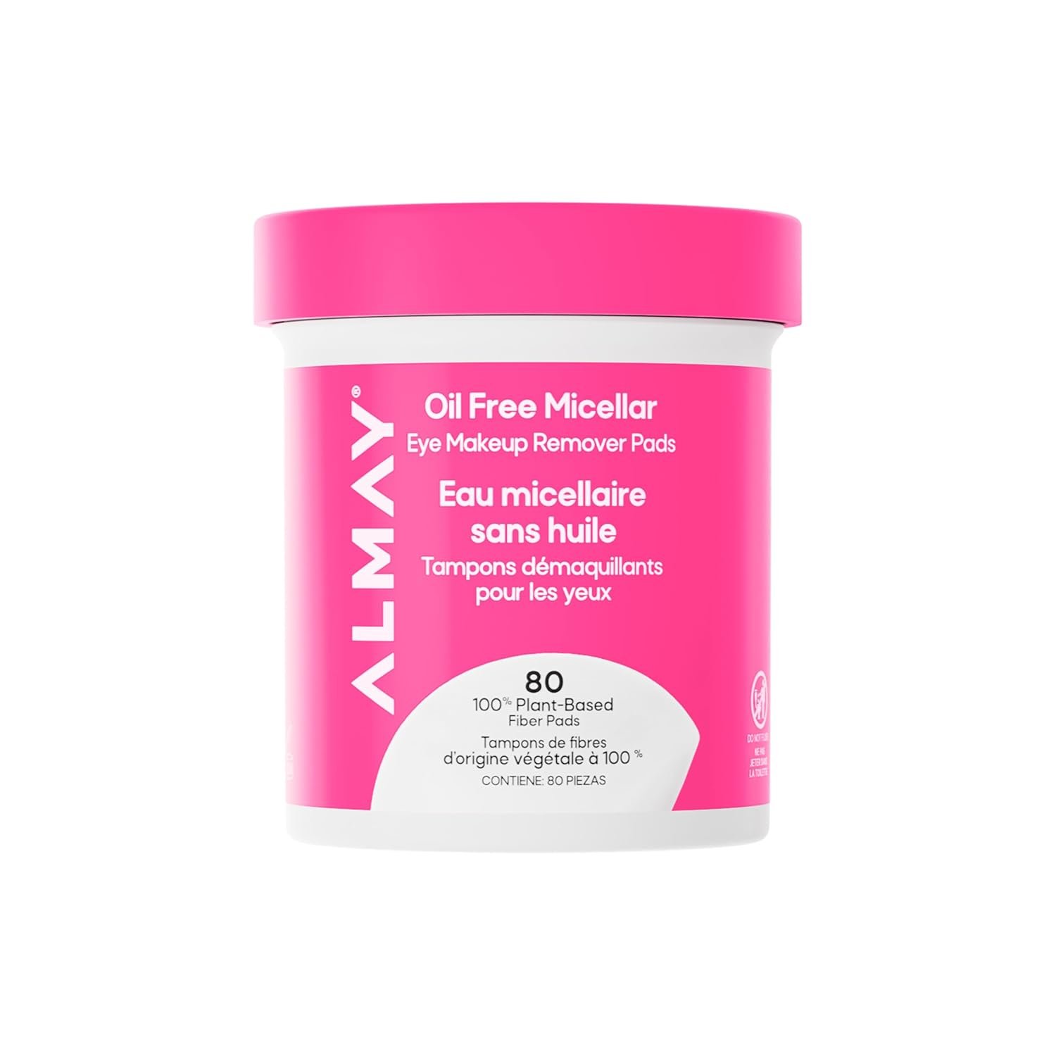 Almay Oil Free Micellar Eye Makeup Remover Pads, Gentle & Hypoallergenic, Fragrance-Free, Ophthalmologist Tested, Suitable for Sensitive Eyes, 80 count(Packaging May Vary)