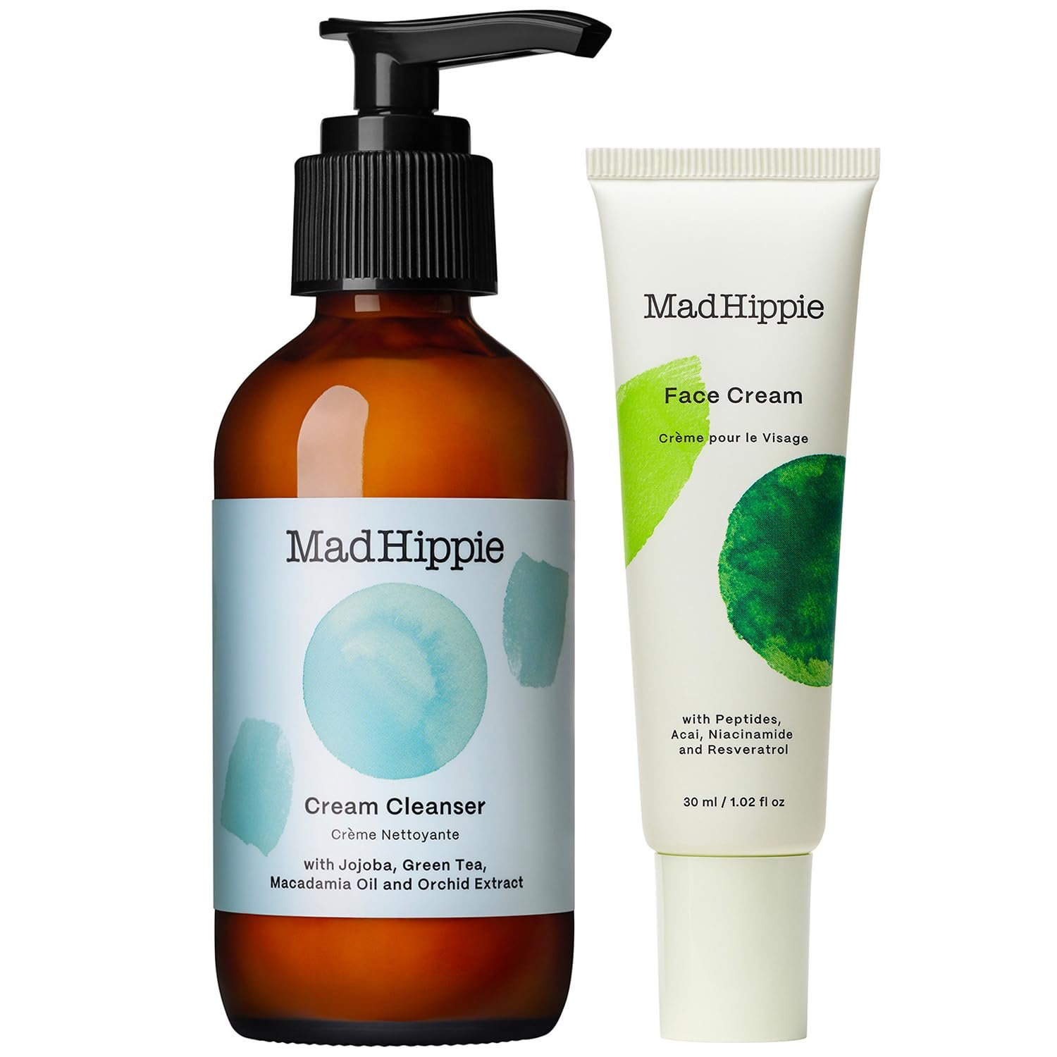 Mad Hippie Face Cream & Cream Cleanser Skin Care Set – Face Lotion for Women/Men with Niacinamide, Matrixyl Peptide Complex + Hydrating Facial Cleanser with Organic Jojoba Oil (2 Piece Set)