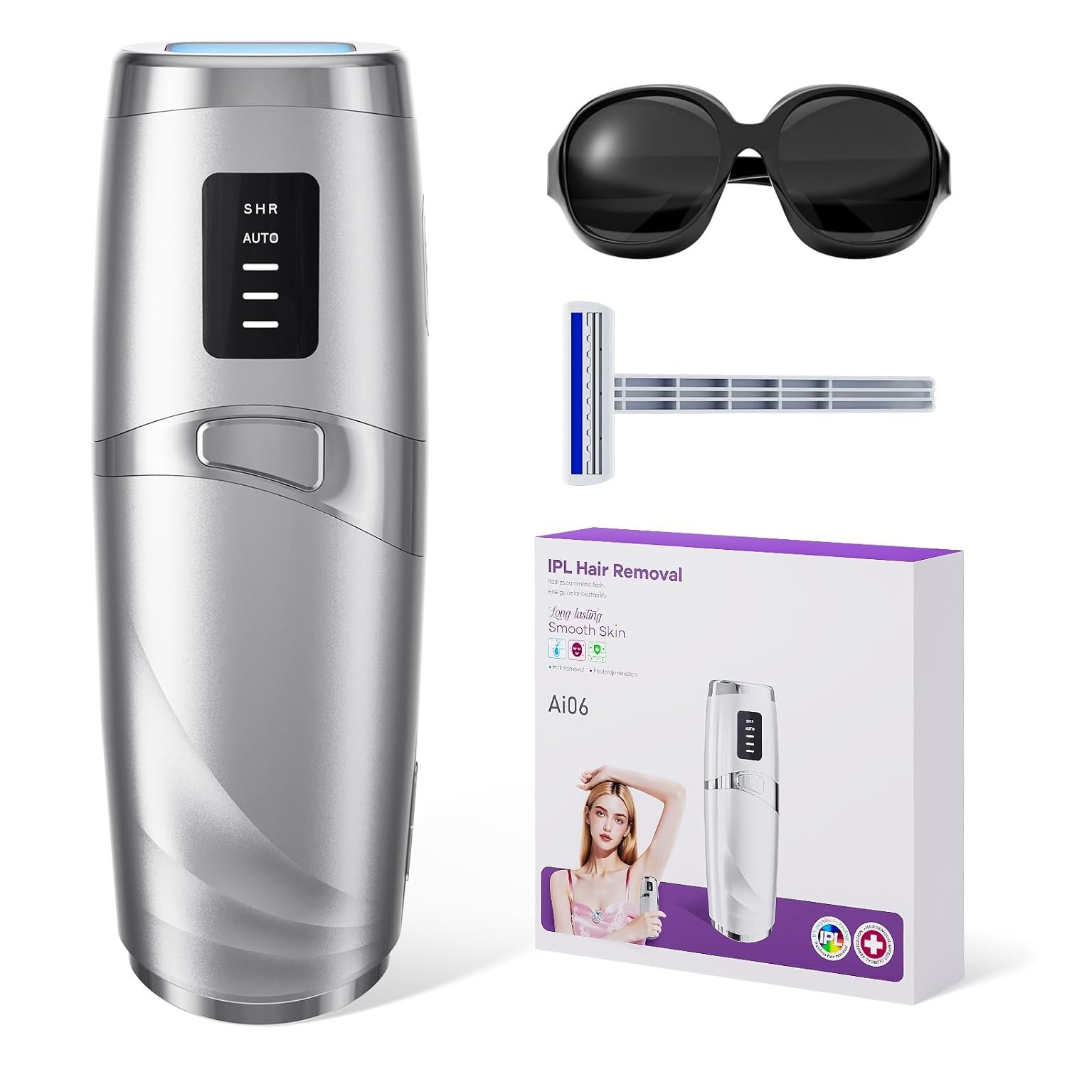 Laser Hair Removal LIJAI IPL Hair Removal Device for Women & Men, 999,999 Flashes Painless Long-Lasting Results, at Home Hair Removal in 8mins for Armpits Legs Arms Bikini Line, Silver