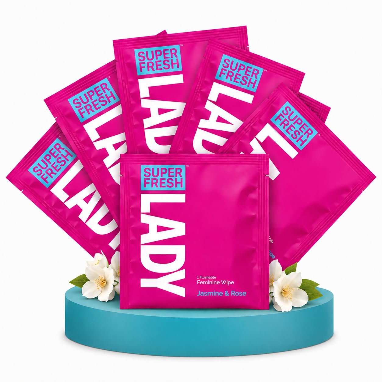 Lady Parts Feminine Wipes for Women, Flushable, pH Balanced, Travel Size, Intimate Wipes Individually Wrapped & Lightly Scented Feminine Hygiene Products, Gentle Personal Hygiene Essentials, 20 Count