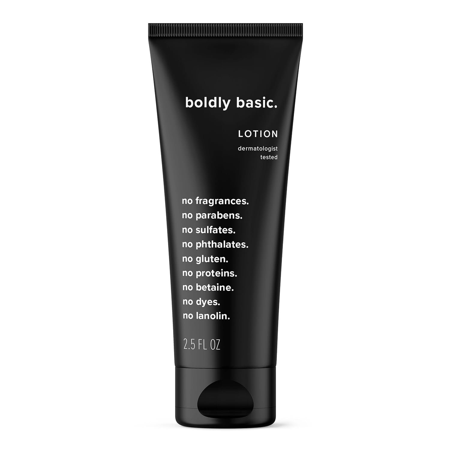 Boldly Basic Fragrance Free Lotion – Moisturizer for Dry and Sensitive Skin – Non Greasy – Unscented – Dermatologist Tested – No Sulfates, Parabens or Gluten – Hypoallergenic – Travel Size (2.5 oz)